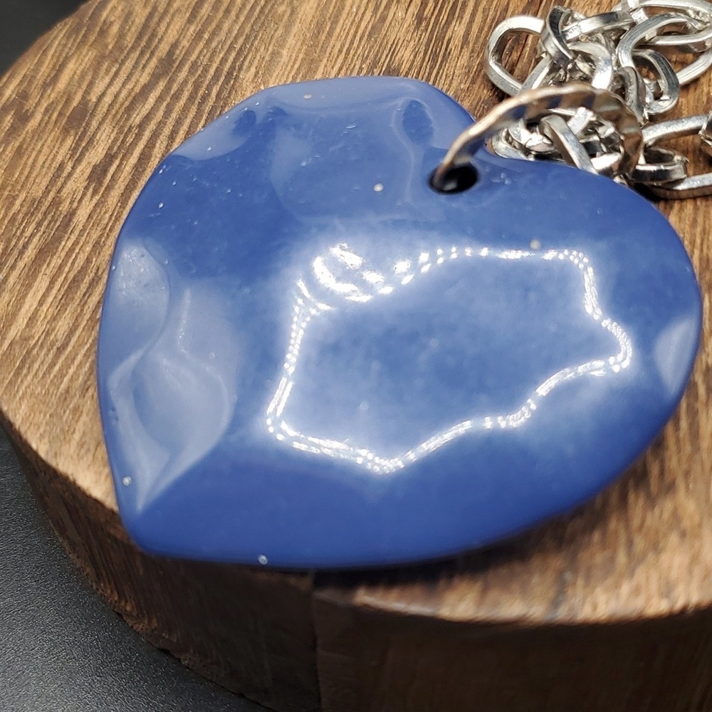 Large blue heart chunky statement necklace N3321‎ - Picture 2 of 3